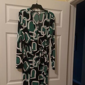 Cato Green and Black Abstract Long Sleeve Dress - LG 
NWOT